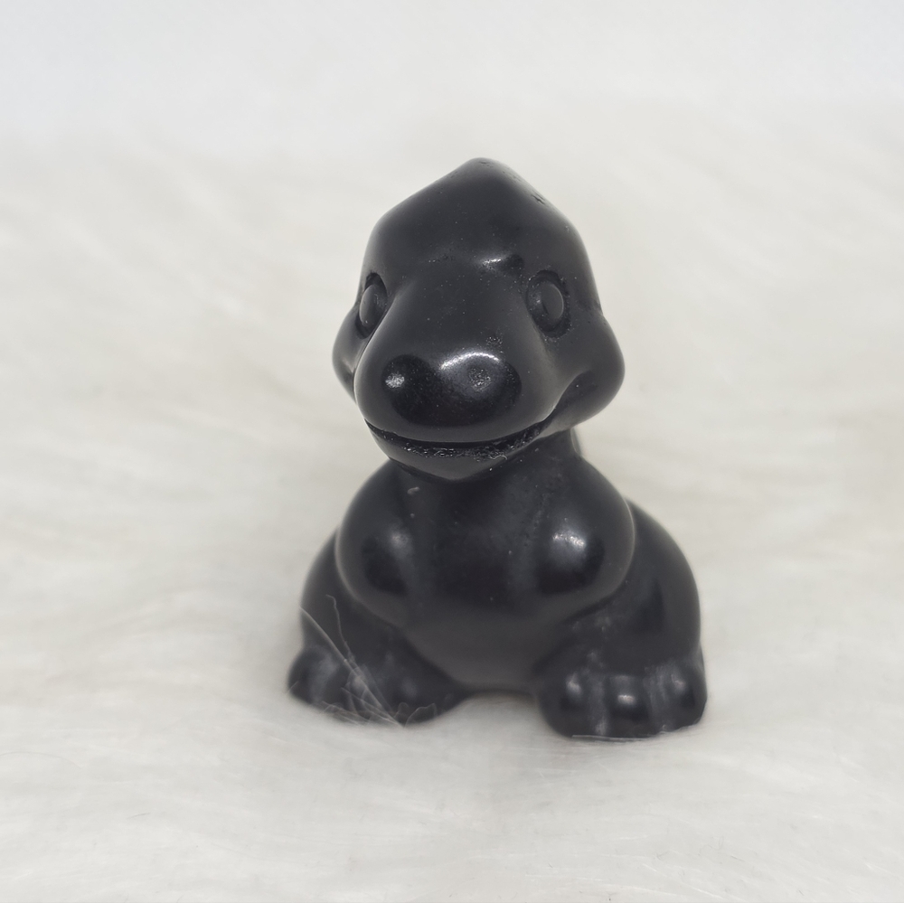 Black Obsidian Dinosaur Crystal Carving 🦖🖤 - Picture 2 of 5